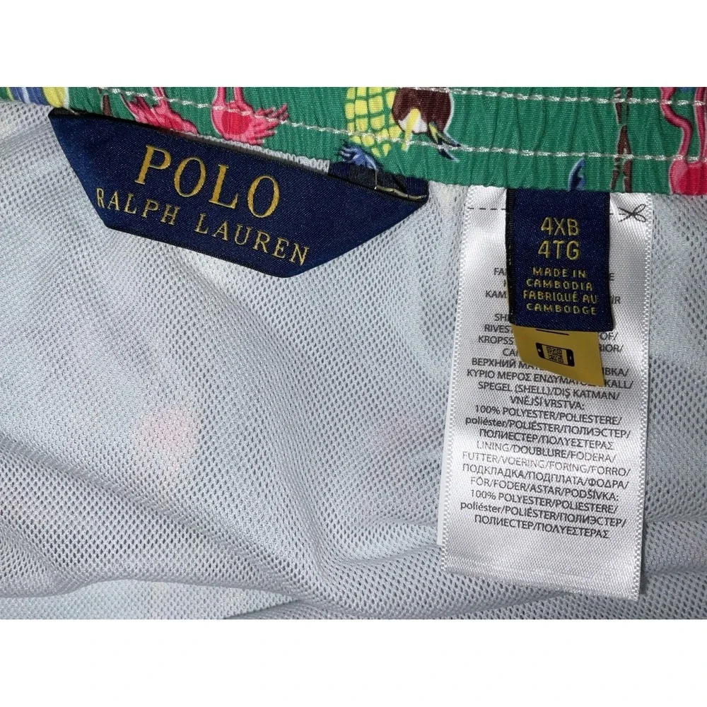 NWT Men's Polo Ralph Lauren Green Tropical Print Lined‎ Swim Trunks 4XB Big
